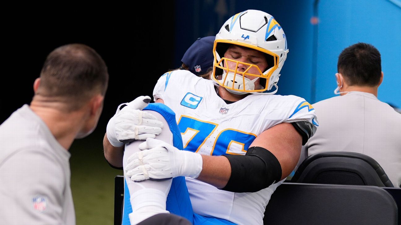 Chargers LT Joe Alt سيخضع لعملية جراحية في الكاحل في نهاية الموسم
