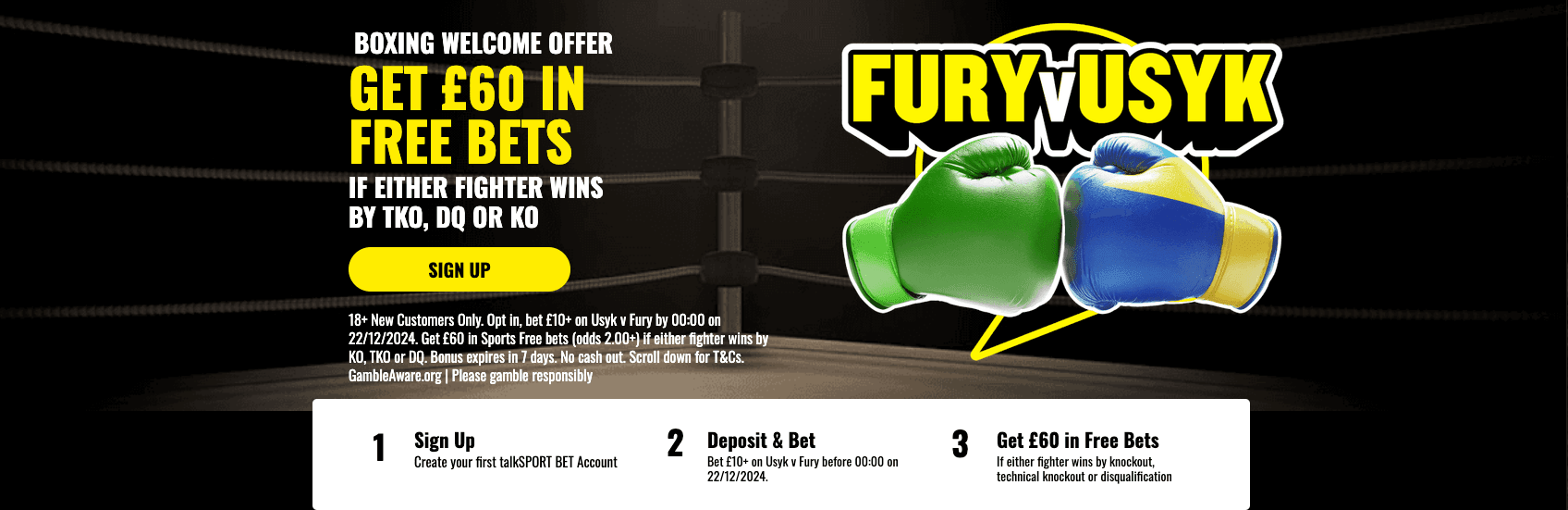 talkSPORT BET Welcome Offer - Get £60 In Free Bets For Fury vs Usyk