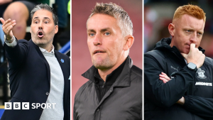 Split image showing Leicester boss Marti Cifuentes, Kieran McKenna of Ipswich, and Southampton