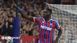 Ismaila Sarr celebrates scoring for Crystal Palace against AZ Alkmaar in Europa Conference League at Selhurst Park