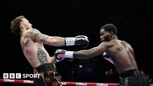 Joshua Buatsi lands a right jab at Zach Parker 