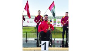 خلال تتويج محمد الحبسي بذهبية بطولة العالم للرماية البارالمبية (التراب) في التشيك. من المصدر