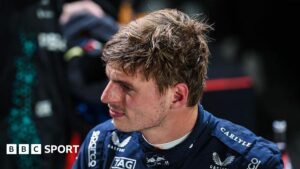 Max Verstappen with perspiration on his head and face after qualifying in Singapore
