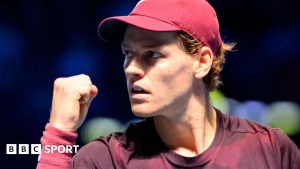 Jannik Sinner celebrates victory over Alexander Bublik