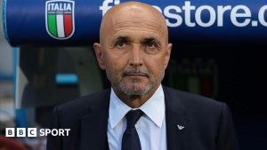 Luciano Spalletti looks on from the dugout during his spell as Italy manager